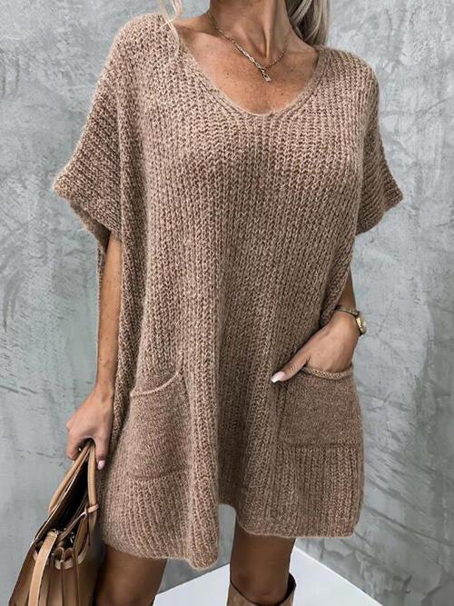 Ready To Go Knit Short Sleeve Sweater Dress-MXSTUDIO.COM