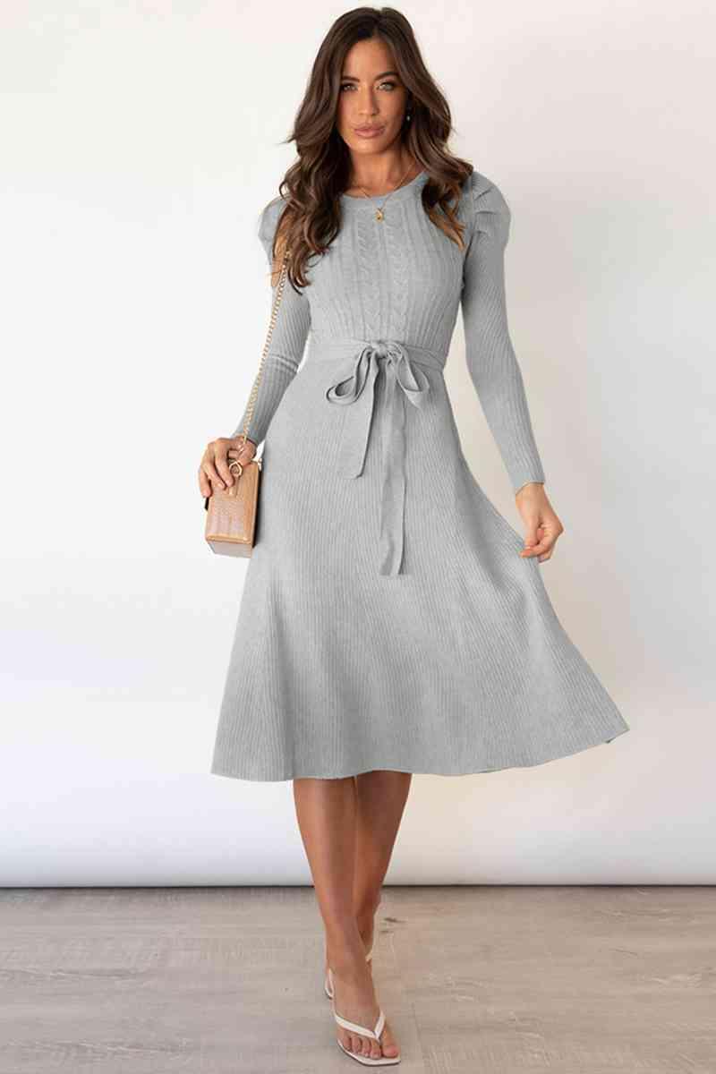 Refined And Cozy A Line Midi Sweater Dress - MXSTUDIO.COM