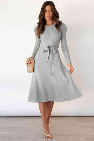 Refined And Cozy A Line Midi Sweater Dress - MXSTUDIO.COM