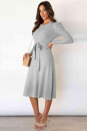 Refined And Cozy A Line Midi Sweater Dress - MXSTUDIO.COM