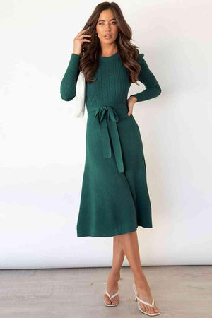Refined And Cozy A Line Midi Sweater Dress - MXSTUDIO.COM