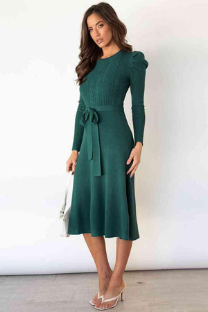 Refined And Cozy A Line Midi Sweater Dress - MXSTUDIO.COM