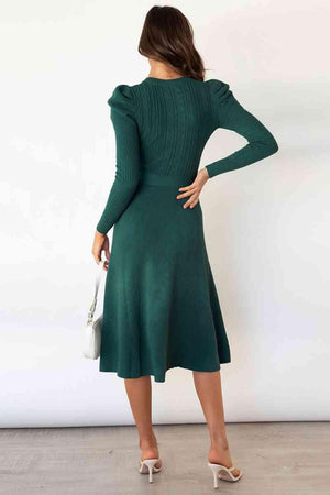 Refined And Cozy A Line Midi Sweater Dress - MXSTUDIO.COM