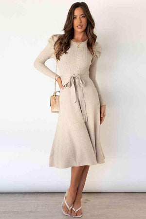 Refined And Cozy A Line Midi Sweater Dress - MXSTUDIO.COM