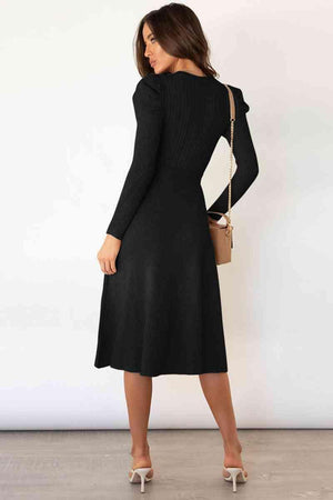 Refined And Cozy A Line Midi Sweater Dress - MXSTUDIO.COM