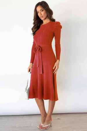 Refined And Cozy A Line Midi Sweater Dress - MXSTUDIO.COM
