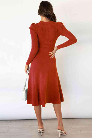 Refined And Cozy A Line Midi Sweater Dress - MXSTUDIO.COM