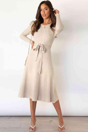 Refined And Cozy A Line Midi Sweater Dress - MXSTUDIO.COM