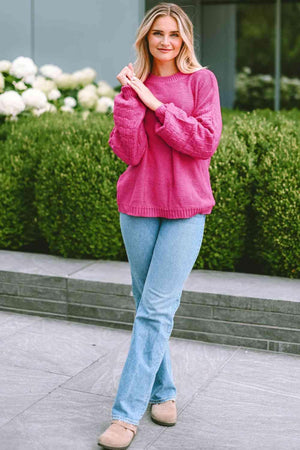 Refreshing And Warm Crew Neck Waffle Knit Sweater - MXSTUDIO.COM