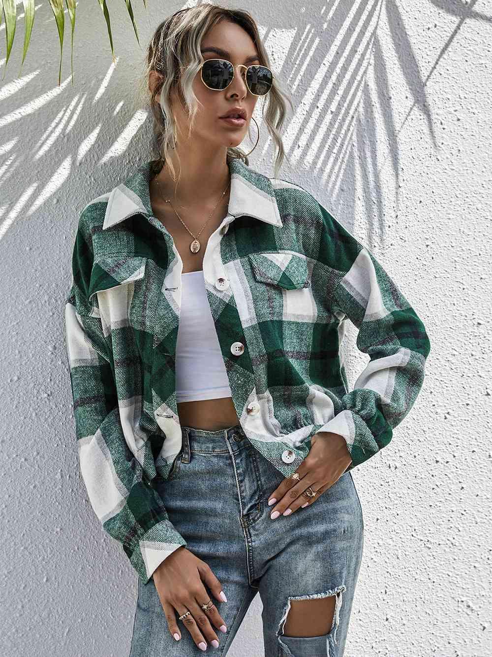 Refreshing Warmth Green Plaid Jacket - MXSTUDIO.COM