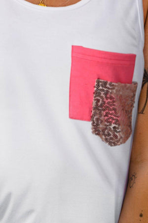 Rejuvenate Color Block Patch Pocket Tank Top - MXSTUDIO.COM