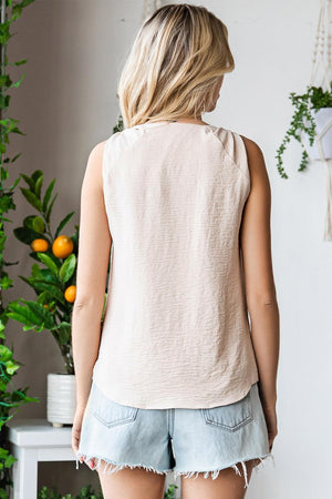 Relax Fit Knot Shoulder V Neck Tank - MXSTUDIO.COM