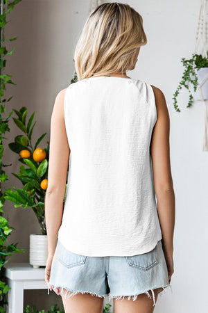 Relax Fit Knot Shoulder V Neck Tank - MXSTUDIO.COM