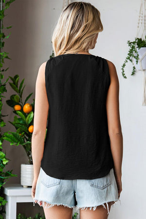 Relax Fit Knot Shoulder V Neck Tank - MXSTUDIO.COM
