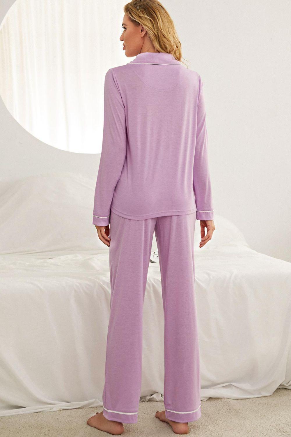 Relaxation Ready Contrast Piping Loungewear Set - MXSTUDIO.COM