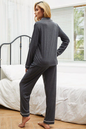 Relaxation Ready Contrast Piping Loungewear Set - MXSTUDIO.COM