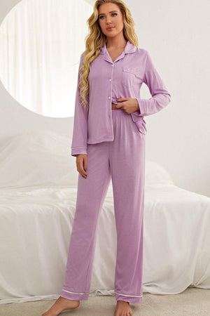 Relaxation Ready Contrast Piping Loungewear Set - MXSTUDIO.COM
