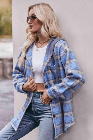 Relaxed And Comfy Plaid Hooded Jacket - MXSTUDIO.COM