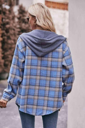 Relaxed And Comfy Plaid Hooded Jacket - MXSTUDIO.COM