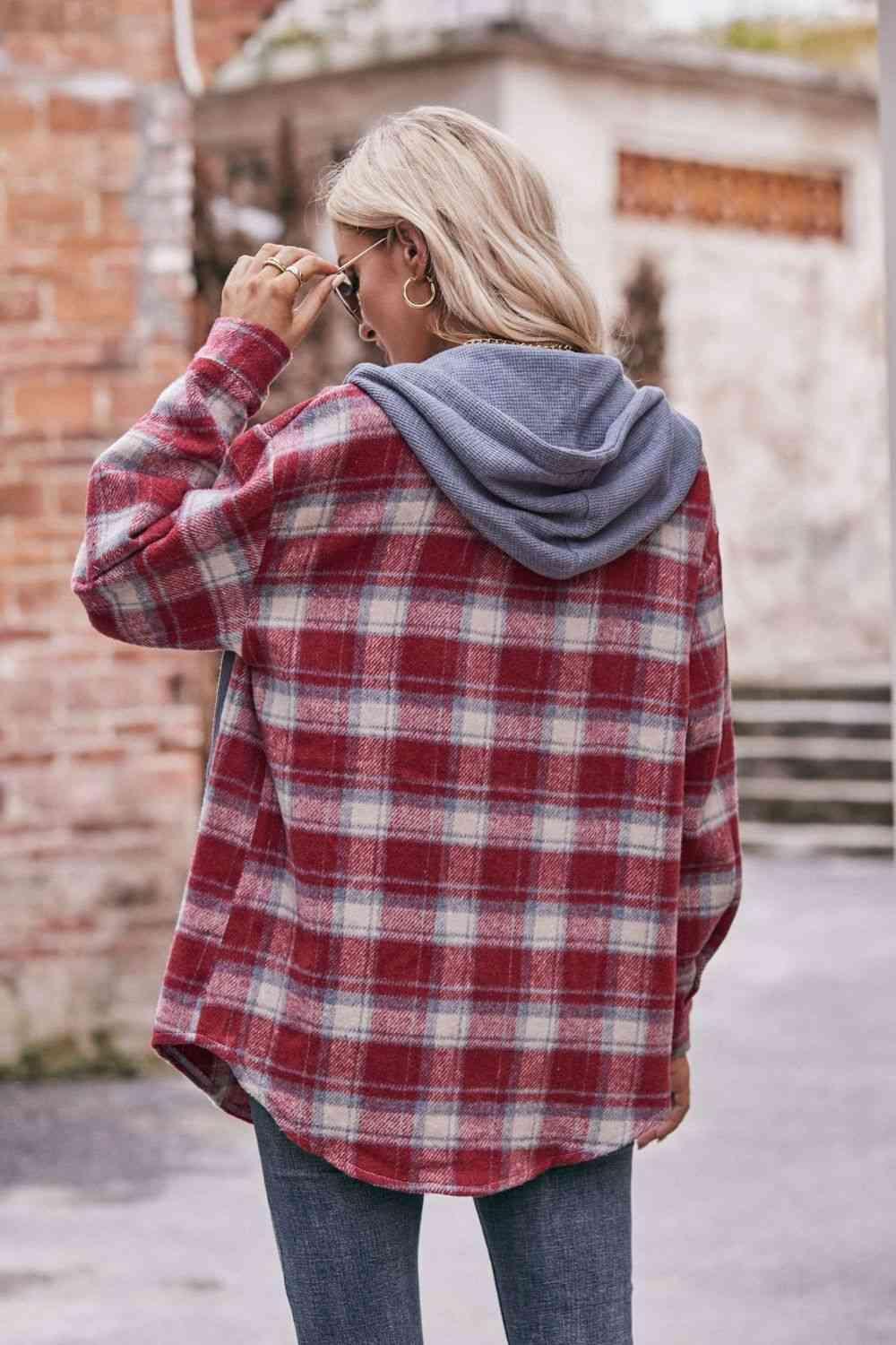 Relaxed And Comfy Plaid Hooded Jacket - MXSTUDIO.COM