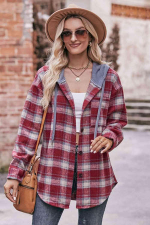 Relaxed And Comfy Plaid Hooded Jacket - MXSTUDIO.COM