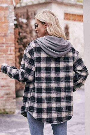 Relaxed And Comfy Plaid Hooded Jacket - MXSTUDIO.COM