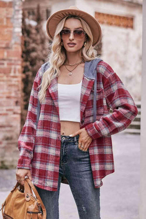 Relaxed And Comfy Plaid Hooded Jacket - MXSTUDIO.COM