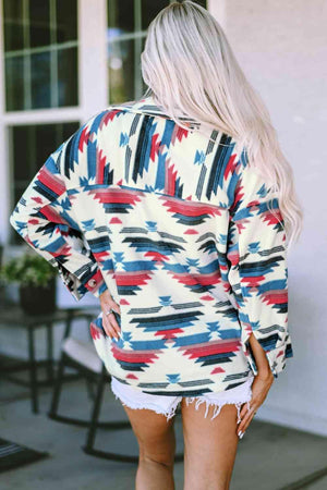 Relaxing Warmth Button Down Geometric Jacket - MXSTUDIO.COM