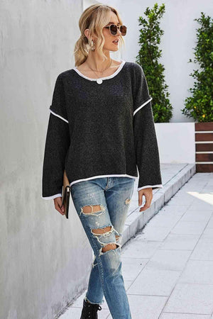 Relaxing Warmth Crew Neck Drop Shoulder Sweater - MXSTUDIO.COM