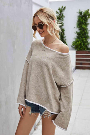 Relaxing Warmth Crew Neck Drop Shoulder Sweater - MXSTUDIO.COM