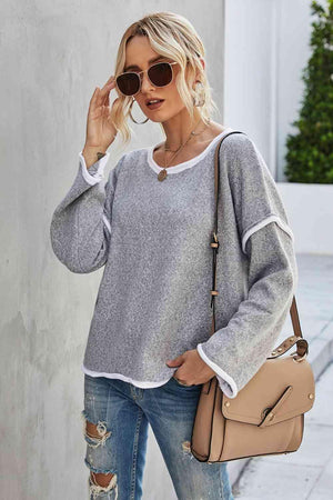 Relaxing Warmth Crew Neck Drop Shoulder Sweater - MXSTUDIO.COM