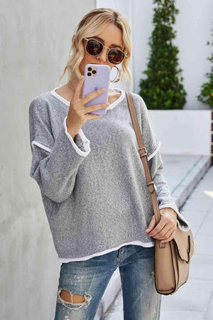 Relaxing Warmth Crew Neck Drop Shoulder Sweater - MXSTUDIO.COM