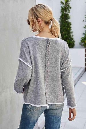 Relaxing Warmth Crew Neck Drop Shoulder Sweater - MXSTUDIO.COM