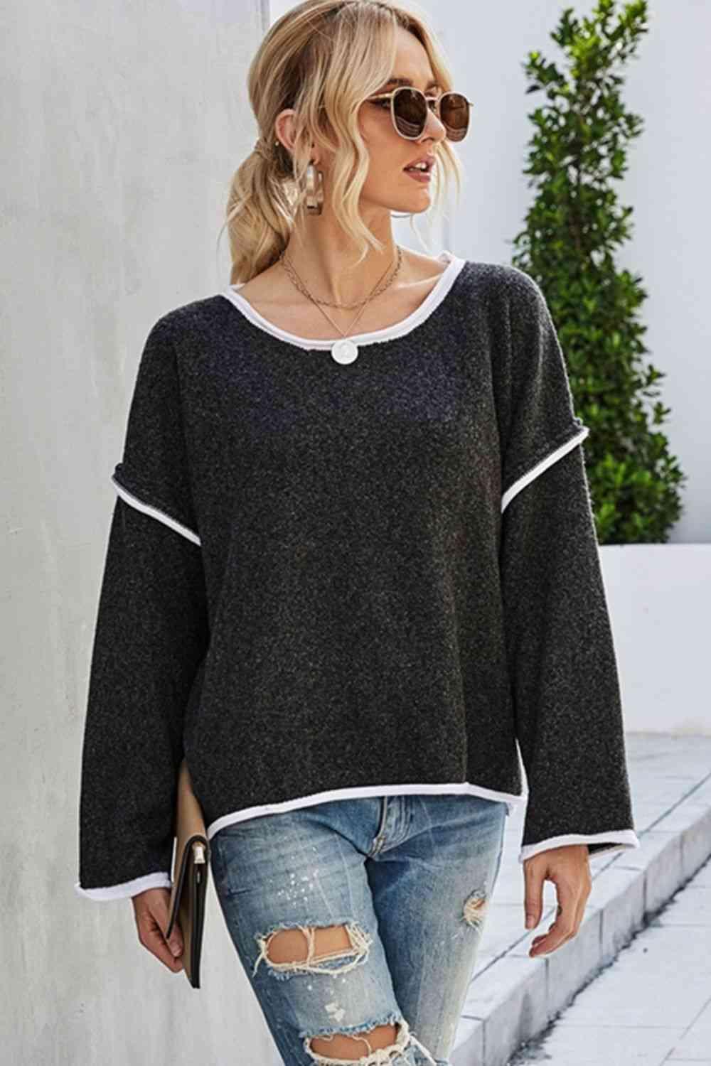 Relaxing Warmth Crew Neck Drop Shoulder Sweater - MXSTUDIO.COM