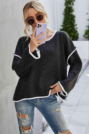 Relaxing Warmth Crew Neck Drop Shoulder Sweater - MXSTUDIO.COM