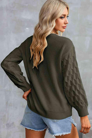 Relaxing Warmth Knit V Neck Sweater-MXSTUDIO.COM