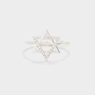 a white gold ring with a star of david