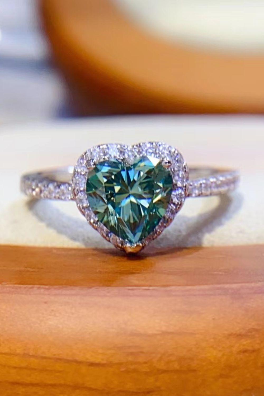 Renowned Platinum-Plated 1-Carat Moissanite Heart Ring - MXSTUDIO.COM