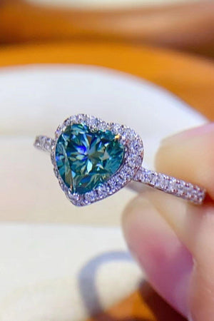 Renowned Platinum-Plated 1-Carat Moissanite Heart Ring - MXSTUDIO.COM