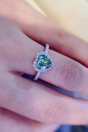 Renowned Platinum-Plated 1-Carat Moissanite Heart Ring - MXSTUDIO.COM