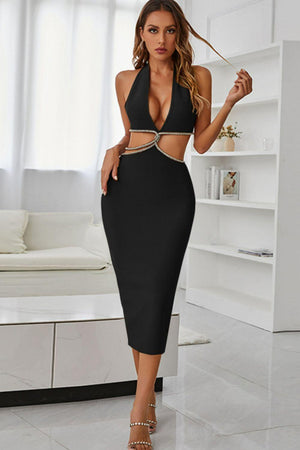 Resplendent Rhinestone Cutout Dress - MXSTUDIO.COM