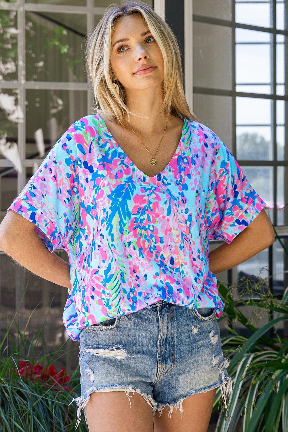 Rest Day Chill Printed V Neck Tee Shirt - MXSTUDIO.COM