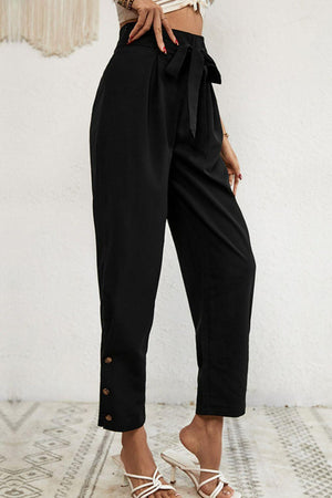 Rest Day Feels High Waisted Black Crop Pants - MXSTUDIO.COM