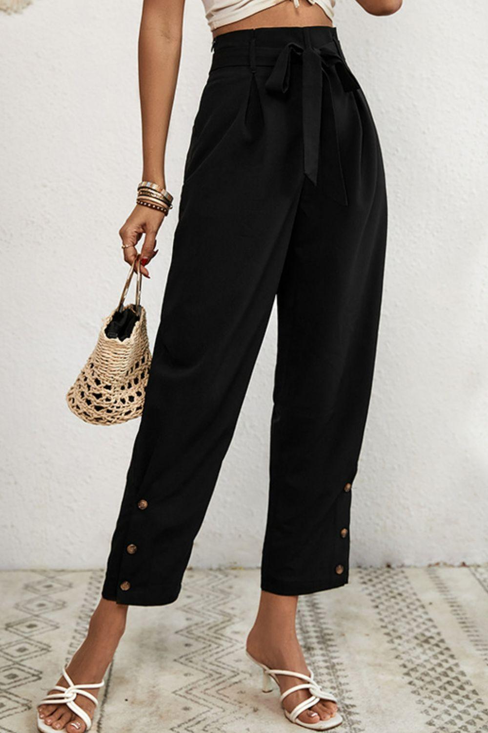 Rest Day Feels High Waisted Black Crop Pants - MXSTUDIO.COM