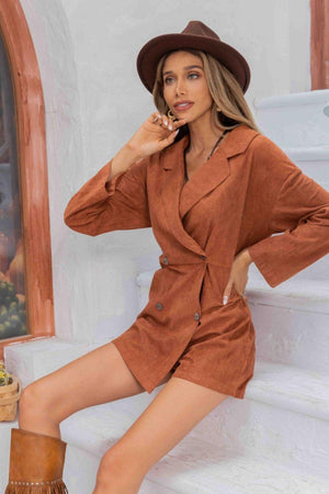 Retro Beauty Double Breasted Collared Romper - MXSTUDIO.COM