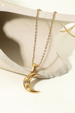 Revel The Joy 18K Gold Plated Moon Pendant Necklace - MXSTUDIO.COM