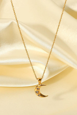 Revel The Joy 18K Gold Plated Moon Pendant Necklace - MXSTUDIO.COM