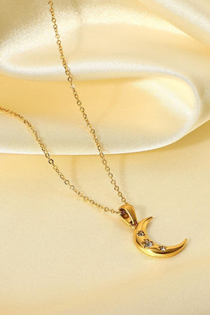 Revel The Joy 18K Gold Plated Moon Pendant Necklace - MXSTUDIO.COM