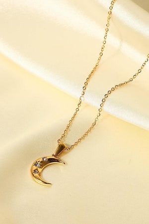 Revel The Joy 18K Gold Plated Moon Pendant Necklace - MXSTUDIO.COM