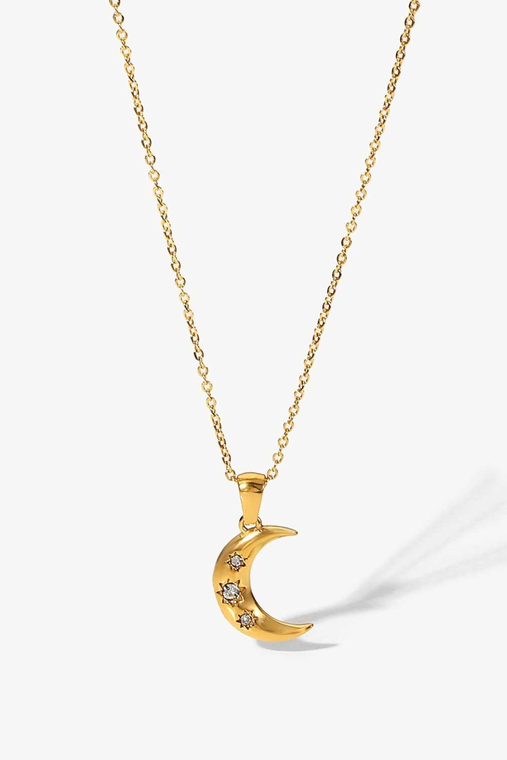Revel The Joy 18K Gold Plated Moon Pendant Necklace - MXSTUDIO.COM